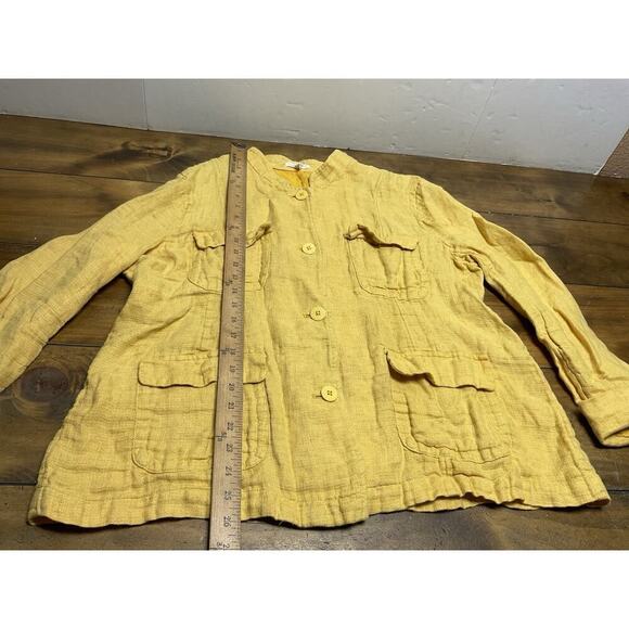 Eileen Fisher Jacket Mustard Marigold Yellow Womens Linen Utility Lightweight XL - Picture 7 of 11